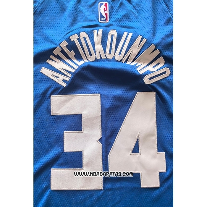 Camiseta Milwaukee Bucks Giannis Antetokounmpo #34 Ciudad 2024-25 Azul
